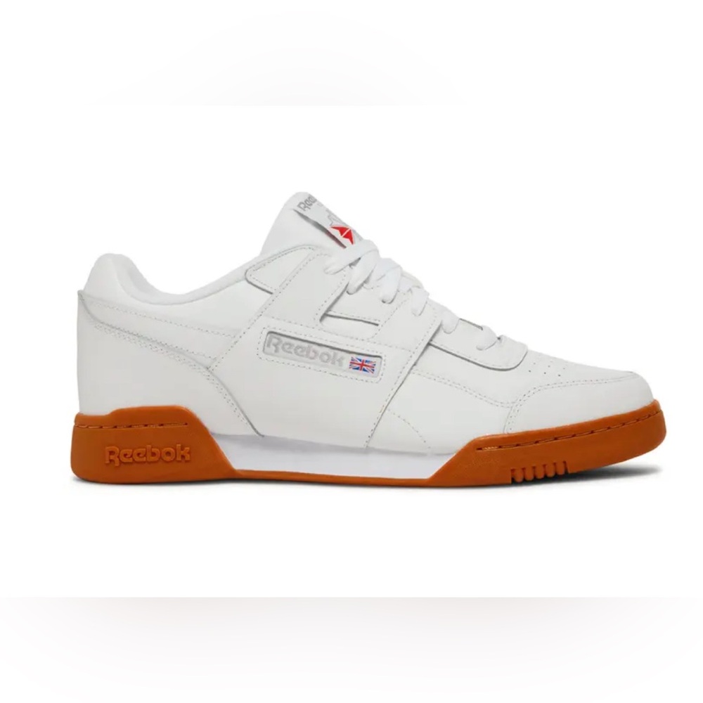 Reebok Men's White Sneakers with Orange Soles